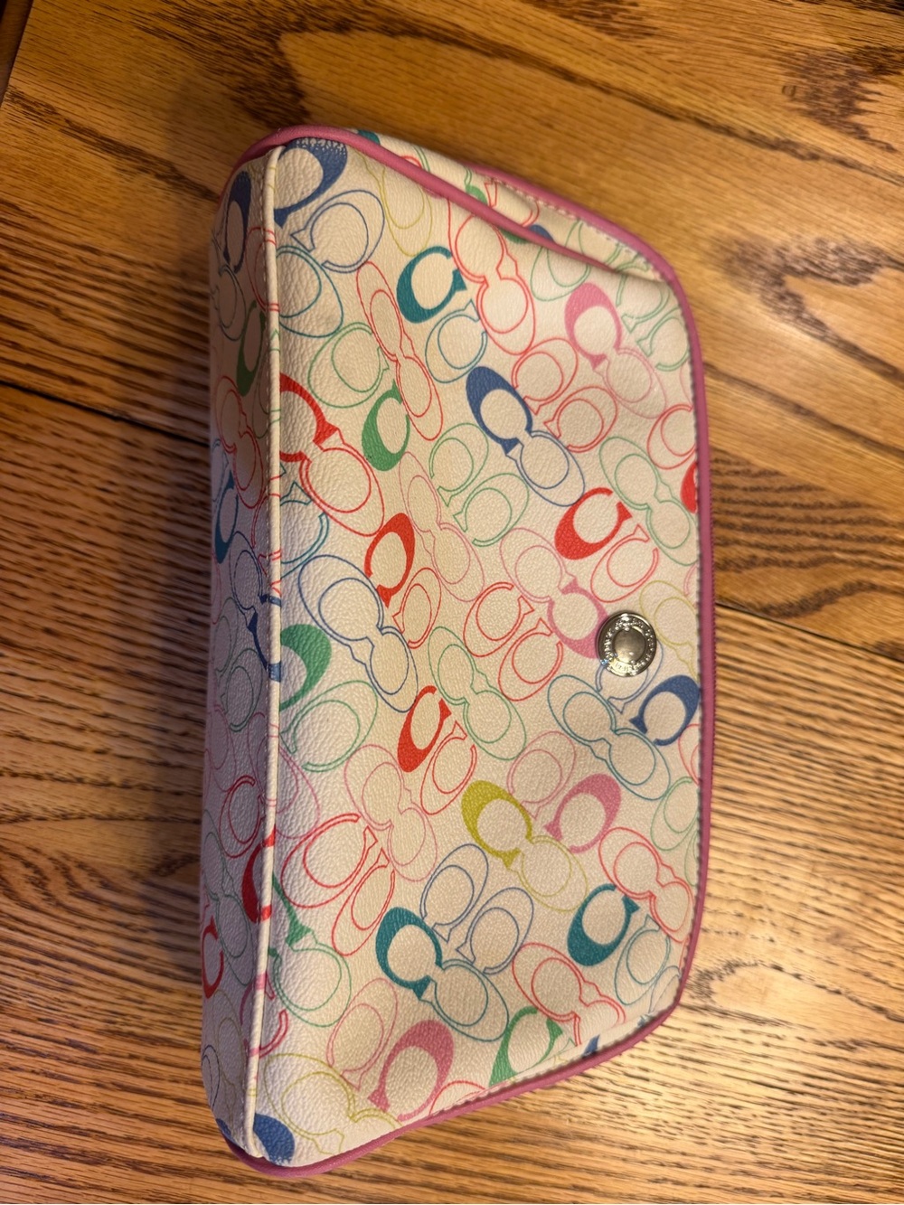 Coach Kids Multicolor Signature Pouch with Pink Trim